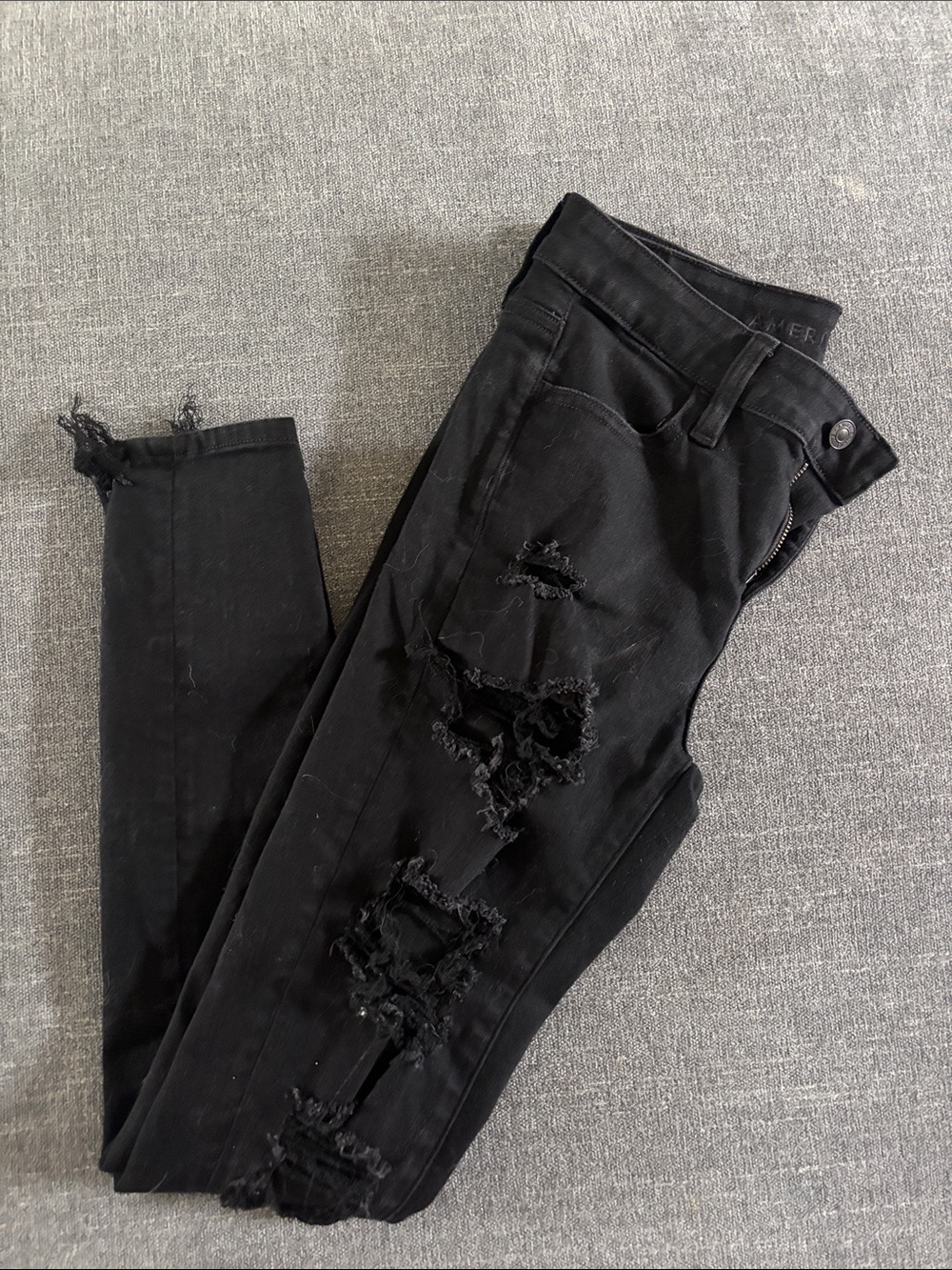 American Eagle Outfitters Black Ripped Skinny Jeans